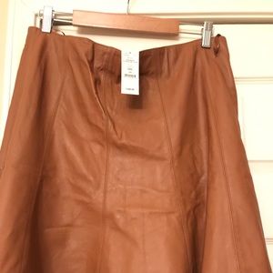 Saddle tan leather skirt
